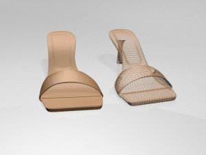 square-toe spool-heel sandals 01 Model 3D