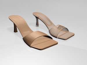 square-toe spool-heel sandals 01 Model 3D