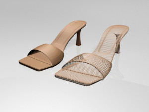 square-toe spool-heel sandals 01 Model 3D