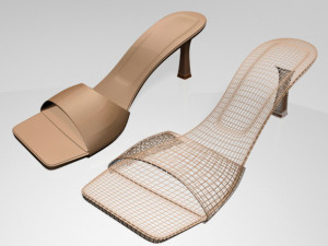 square-toe spool-heel sandals 01 Model 3D