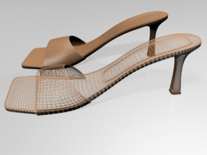 square-toe spool-heel sandals 01 Model 3D