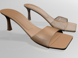 square-toe spool-heel sandals 01 Model 3D
