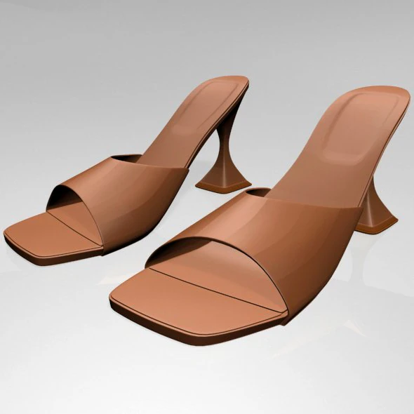 Square-toe spool-heel sandals 02 3D Model .c4d .max .obj .3ds .fbx .stl .blend 