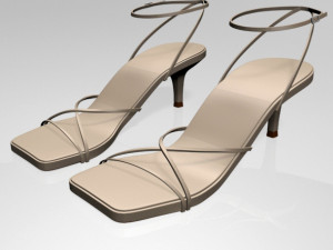 Square-toe strappy stiletto sandals 01 Modello 3D