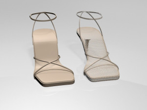Square-toe strappy stiletto sandals 01 3D मॉडल