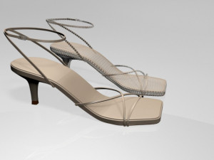 Square-toe strappy stiletto sandals 01 3D मॉडल