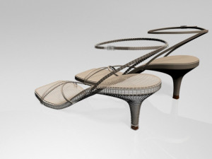 Square-toe strappy stiletto sandals 01 3D मॉडल