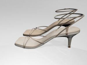 Square-toe strappy stiletto sandals 01 3D मॉडल