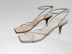 Square-toe strappy stiletto sandals 01 3D मॉडल