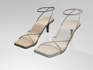 Square-toe strappy stiletto sandals 01 3D मॉडल