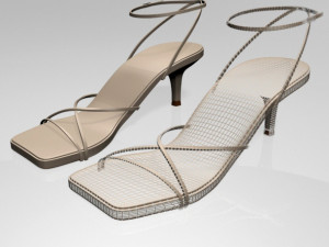 Square-toe strappy stiletto sandals 01 3D मॉडल