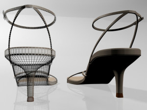 Square-toe strappy stiletto sandals 01 3D मॉडल