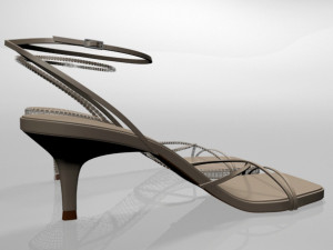 Square-toe strappy stiletto sandals 01 3D मॉडल