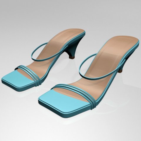 square-toe high-heel strappy sandals 01 3D Модель .c4d .max .obj .3ds .fbx .stl .blend 