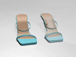 Square-toe high-heel strappy sandals 01 3D Model
