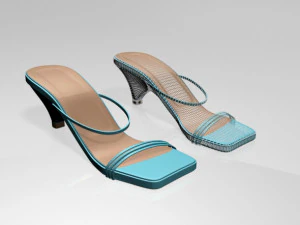 Square-toe high-heel strappy sandals 01 3D Model