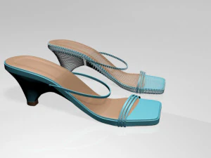 Square-toe high-heel strappy sandals 01 3D Model