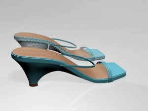 Square-toe high-heel strappy sandals 01 3D Model
