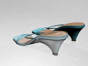 Square-toe high-heel strappy sandals 01 3D Model