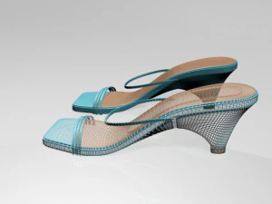 Square-toe high-heel strappy sandals 01 3D Model