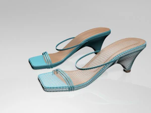 Square-toe high-heel strappy sandals 01 3D Model