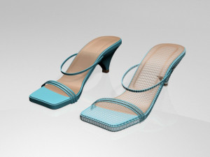 square-toe high-heel strappy sandals 01 3D Модель