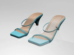 Square-toe high-heel strappy sandals 01 3D Model