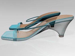 Square-toe high-heel strappy sandals 01 3D Model