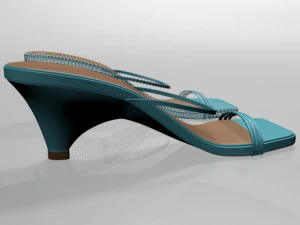 Square-toe high-heel strappy sandals 01 3D Model