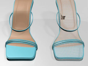 Square-toe high-heel strappy sandals 01 3D Model