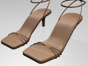Square-toe strappy stiletto sandals 02 Modèle 3D
