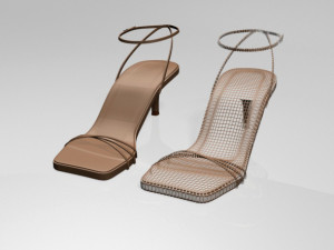 Square-toe strappy stiletto sandals 02 Modelo 3D