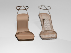 Square-toe strappy stiletto sandals 02 Modelo 3D