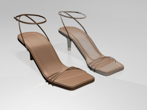 Square-toe strappy stiletto sandals 02 Modelo 3D