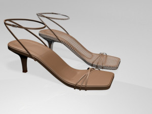 Square-toe strappy stiletto sandals 02 Modelo 3D