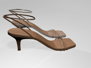 Square-toe strappy stiletto sandals 02 Modelo 3D