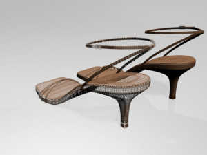 Square-toe strappy stiletto sandals 02 Modelo 3D