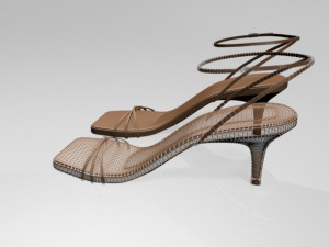 Square-toe strappy stiletto sandals 02 Modelo 3D