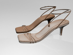 Square-toe strappy stiletto sandals 02 Modelo 3D
