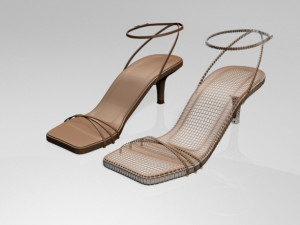 Square-toe strappy stiletto sandals 02 Modelo 3D