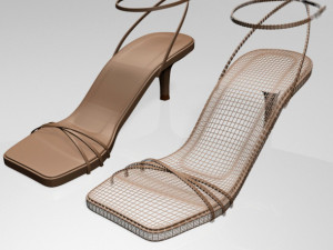 Square-toe strappy stiletto sandals 02 Modelo 3D