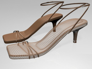 Square-toe strappy stiletto sandals 02 Modelo 3D