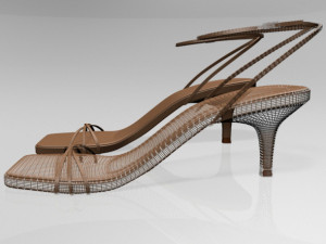 Square-toe strappy stiletto sandals 02 Modelo 3D