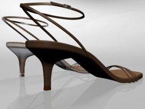 Square-toe strappy stiletto sandals 02 Modelo 3D