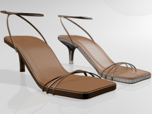 Square-toe strappy stiletto sandals 02 Modelo 3D