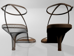 Square-toe strappy stiletto sandals 02 Modelo 3D