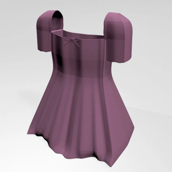 Square-neck short-sleeve mini a-line dress 01 3D Model .c4d .max .obj .3ds .fbx .stl .blend 