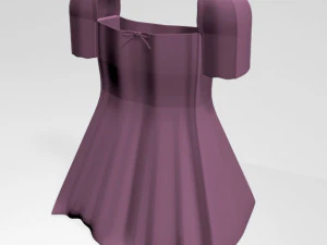 चौकोर गर्दन वाली छोटी आस्तीन वाली मिनी ए-लाइन ड्रेस 01 3D मॉडल
