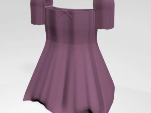 Square-neck short-sleeve mini a-line dress 01 3D Model