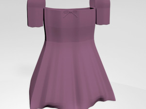 square-neck short-sleeve mini a-line dress 01 Modèle 3D